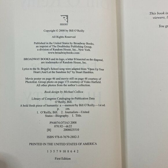 A Bold Fresh Piece of Humanity by Bill O'Reilly (2008, Hardcover) - Picture 3 of 3